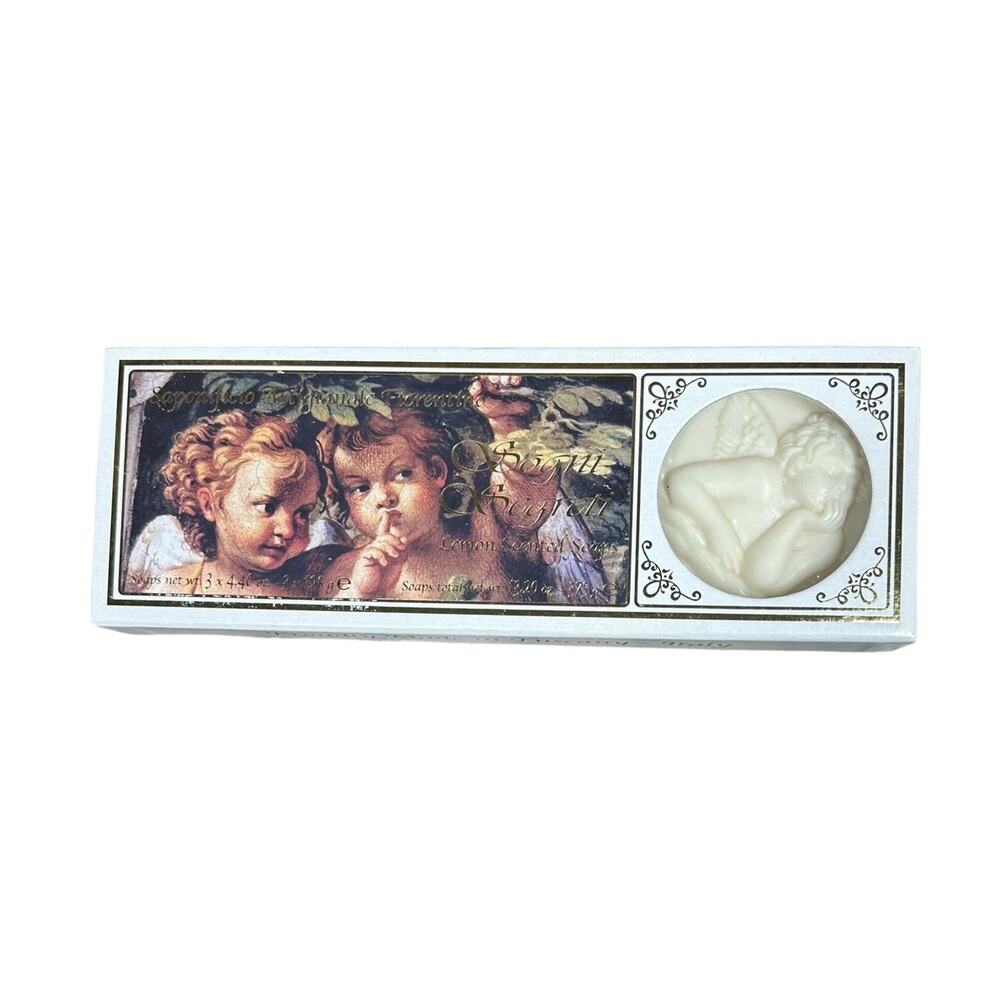 SAPONIFICIO ARTIGIANALE FIORENTINO 3 Lemon Scented Cherub Angel Carved Soap Bars